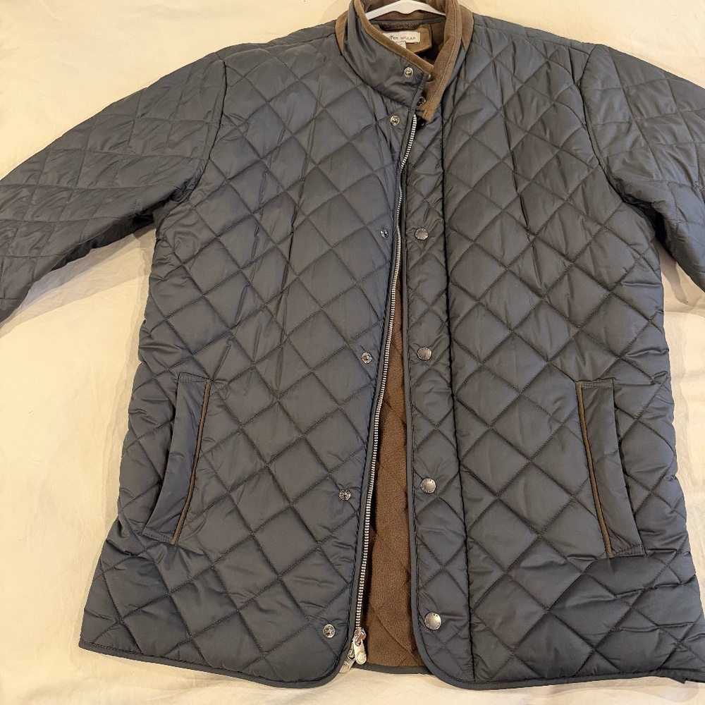 Peter Millar Suffolk Quilted Car Coat in Black